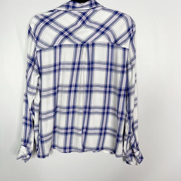 Rails Small S White Blue Plaid Button Down Shirt Long Sleeve Sapphire Lilac - Picture 2 of 8